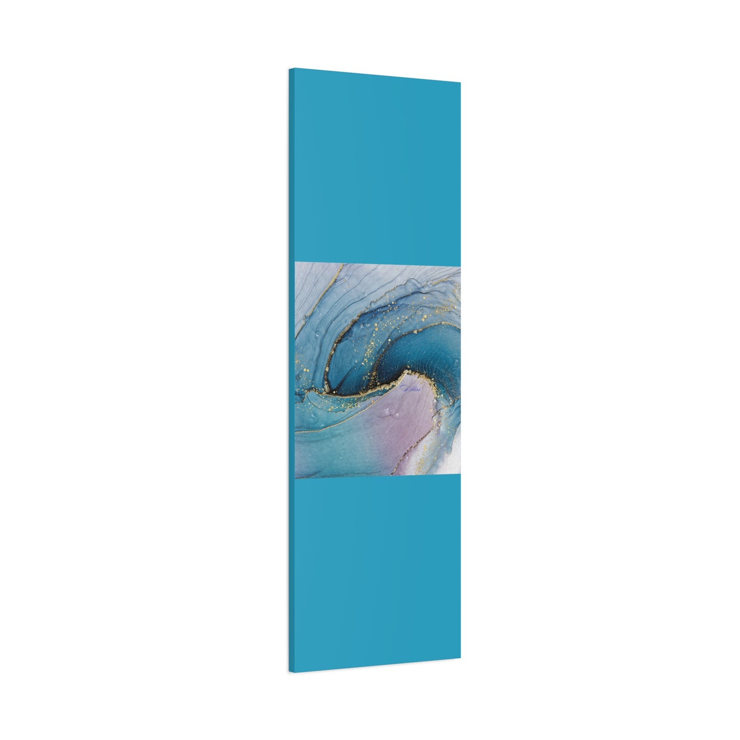 Canvas Wall Art, Abstract Ocean Wave, Modern Decor, Home Office, Gift for Her, Blue Gold Artwork, Living Room Wall Decor