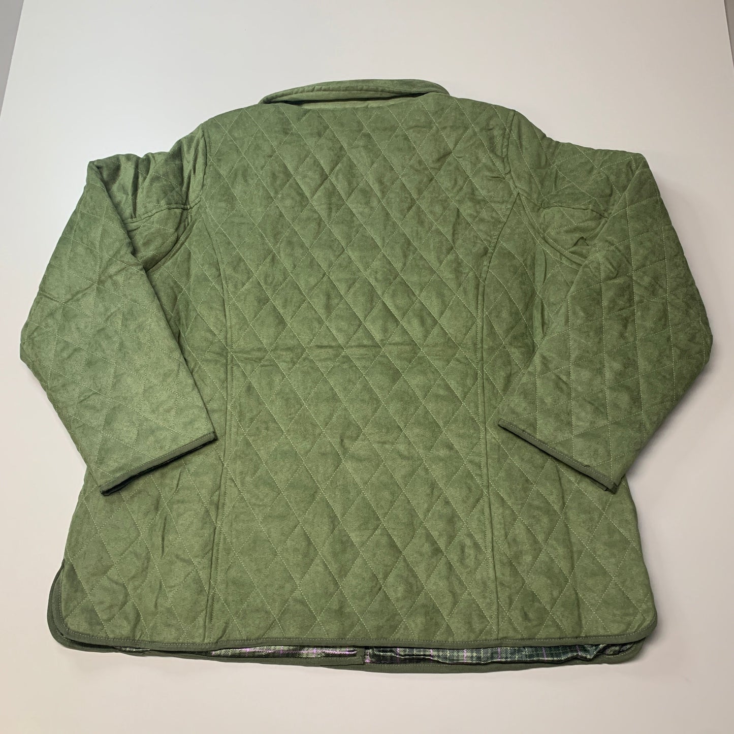 BRIDGE HAMPTON ISSAC MIZRAHI LIVE! Faux Suede Coat Full Snap Up Basil Size 4X