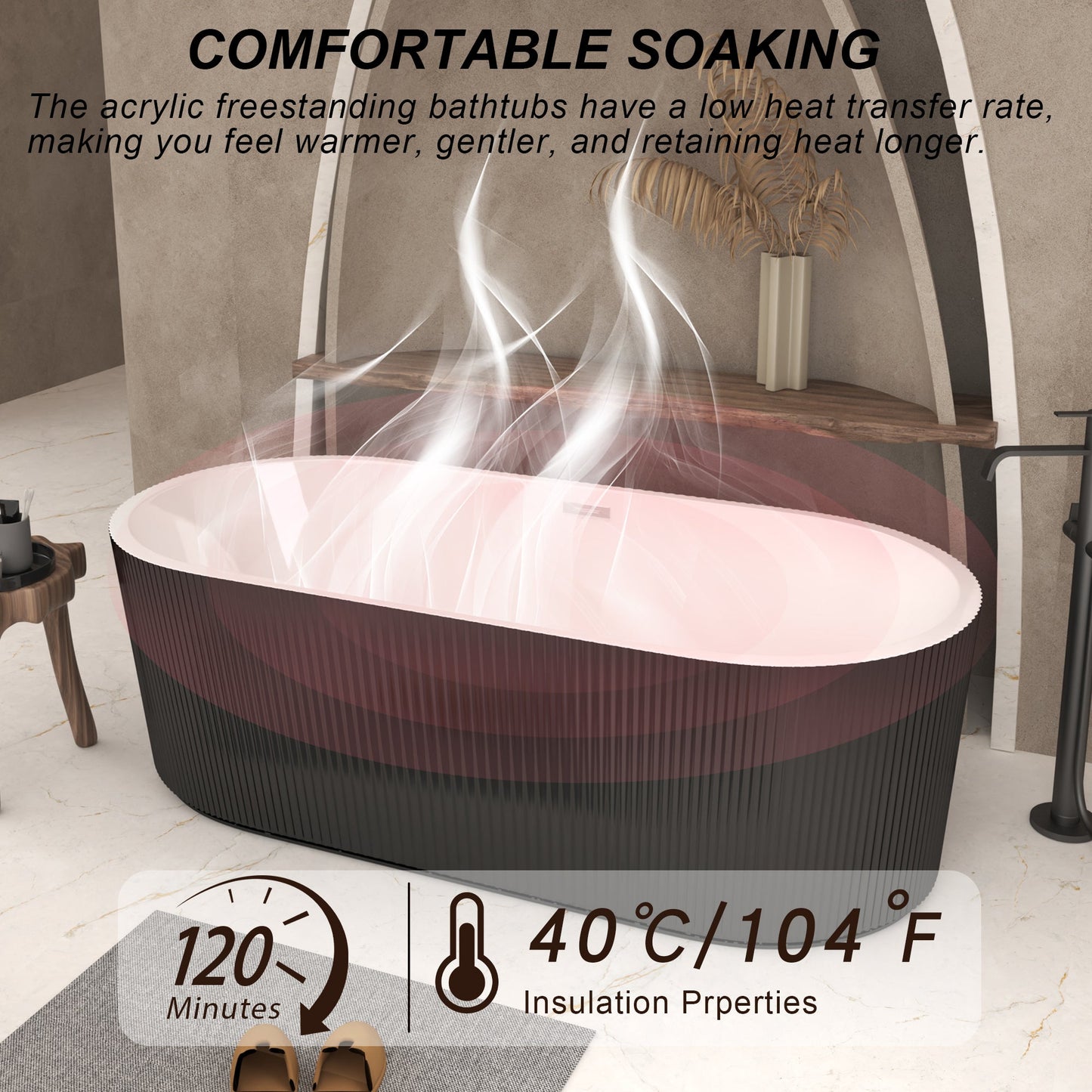59" Linear Acrylic Freestanding Bathtub
