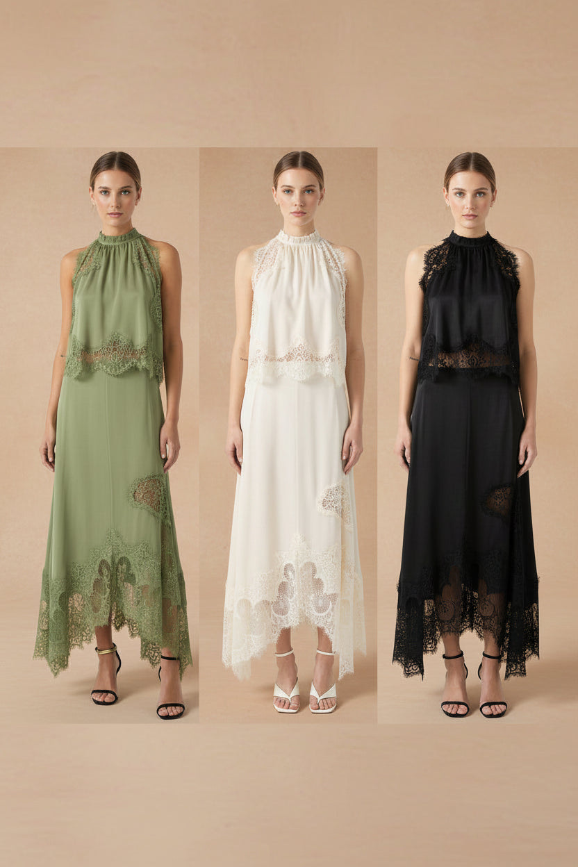 V-Neck Waist Trimming Ruffles Elegant Dress