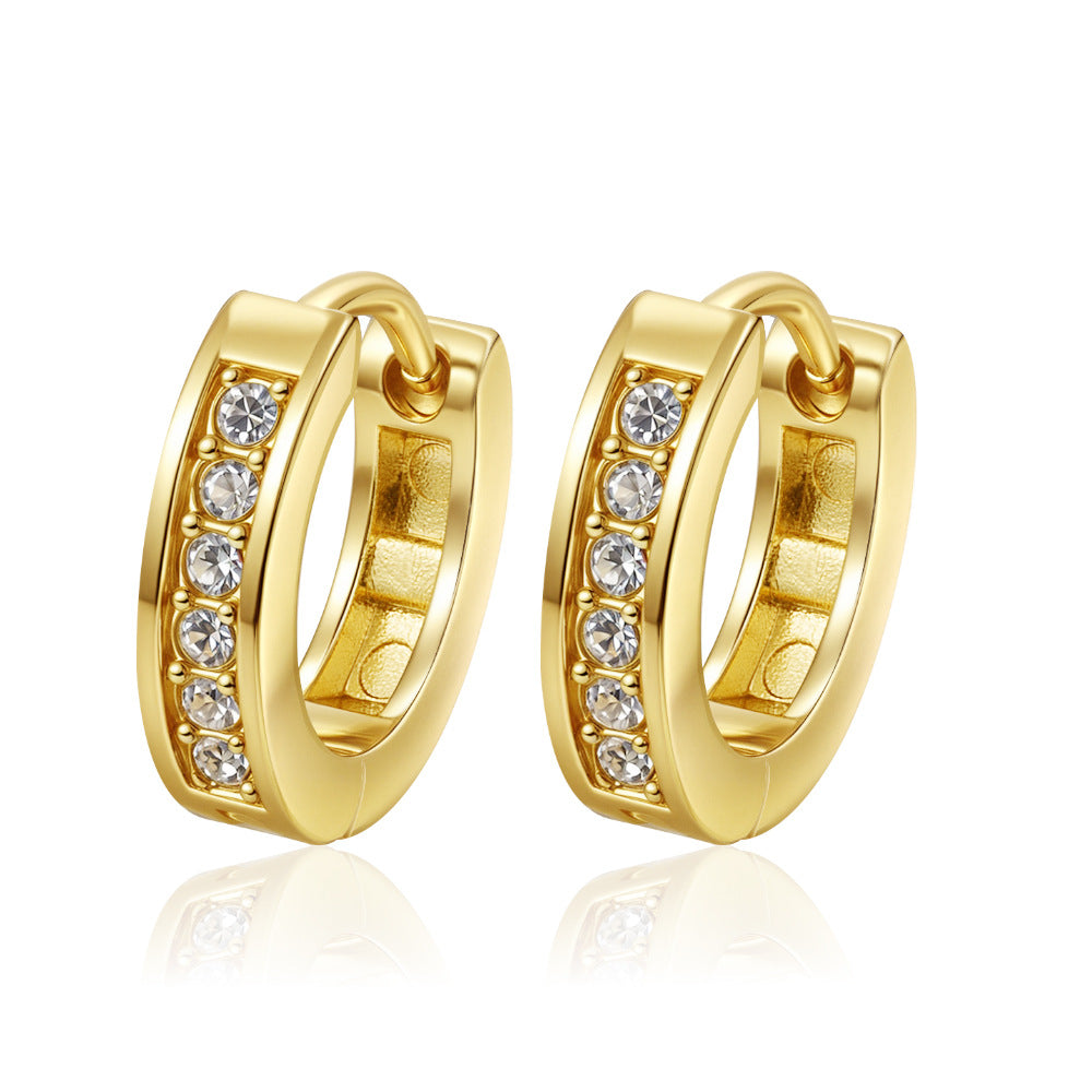 Womens Simple Stainless Steel Hoop Earrings