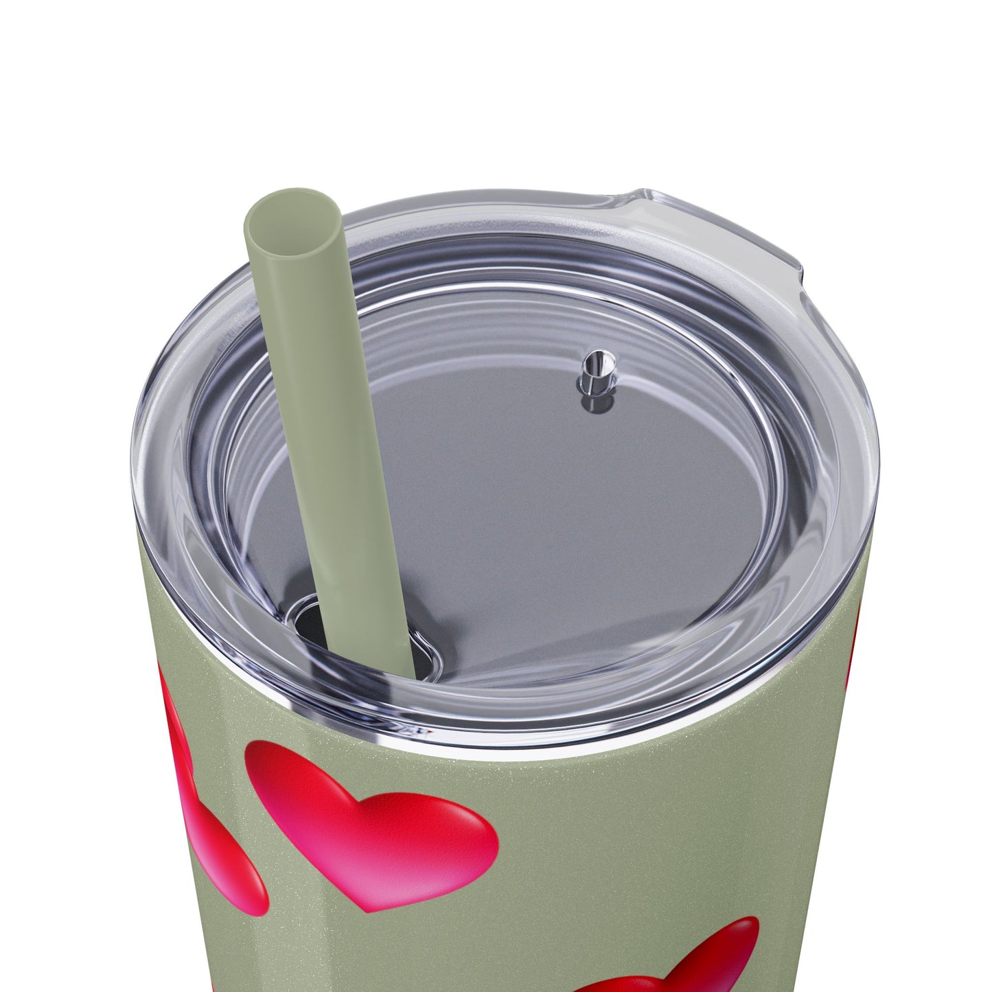 Gepasmaakte Glitter 20oz Dun Tumbler met Pienk Hartpatroon — [Jou Naam Hier]