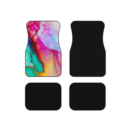 Vibrant Car Mats Set, Colorful Floor Mats for Cars, Unique Auto Accessories, Gift for Car Lovers, Home Decor for Vehicles