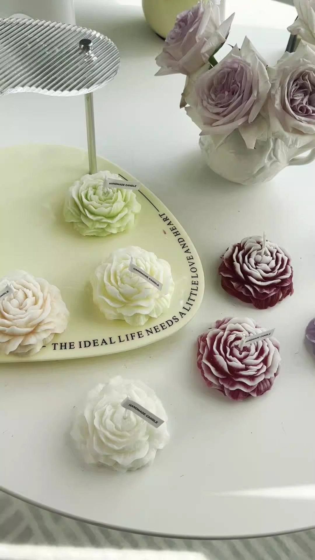 Pure handmade peony shaped aromatherapy candle wedding gift, birthday gift, banquet decoration