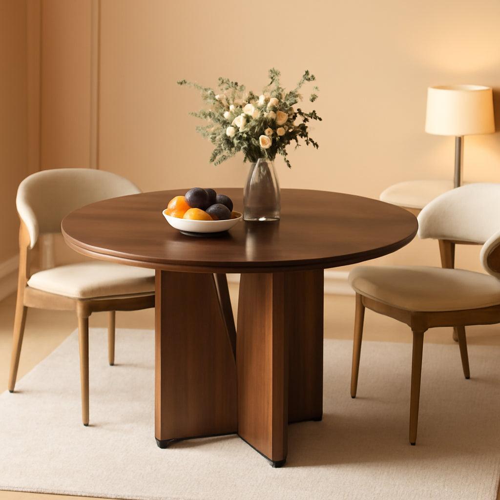 Round 39 Inch Dining Table Rustic Dark Brown Seats 2 To 4-0