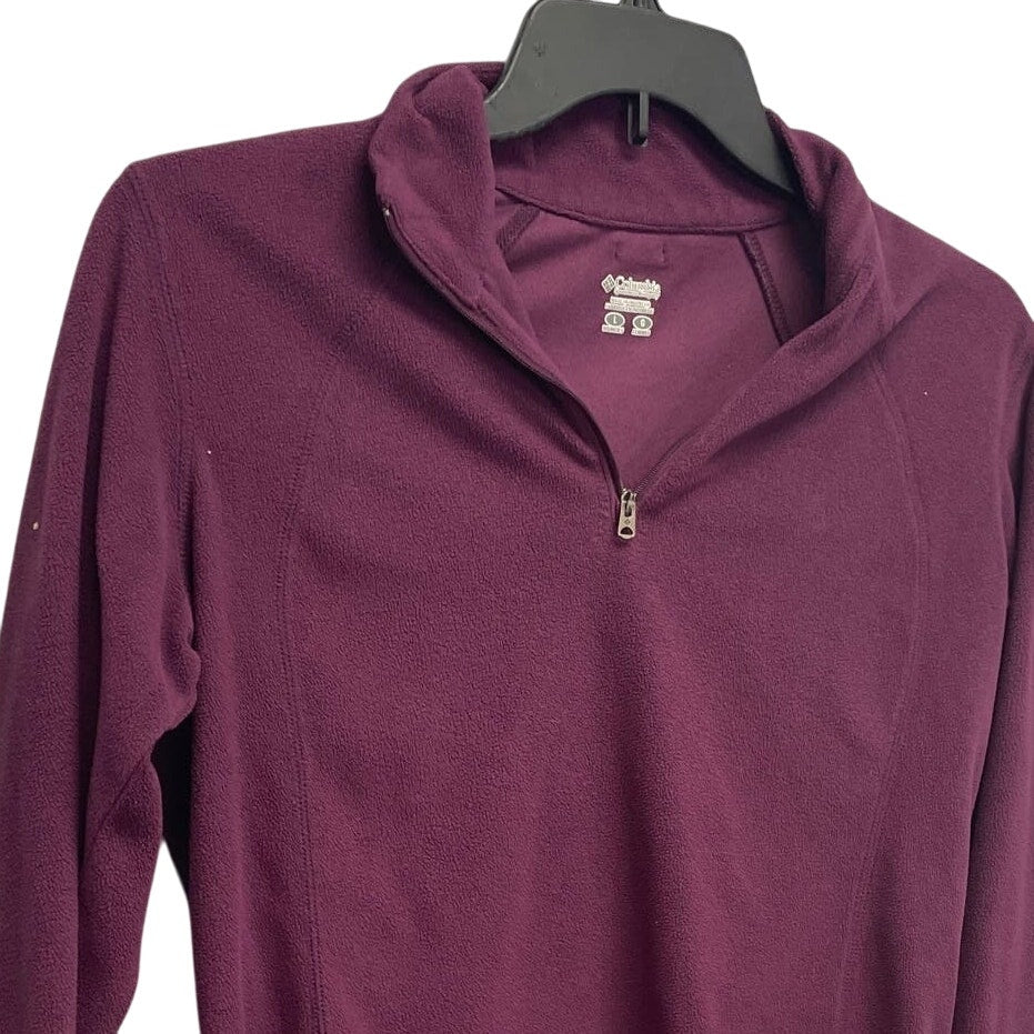 Columbia Womens Large 100% Polyester Long Sleeve 1/4 Zip Purple Fleece Pullover