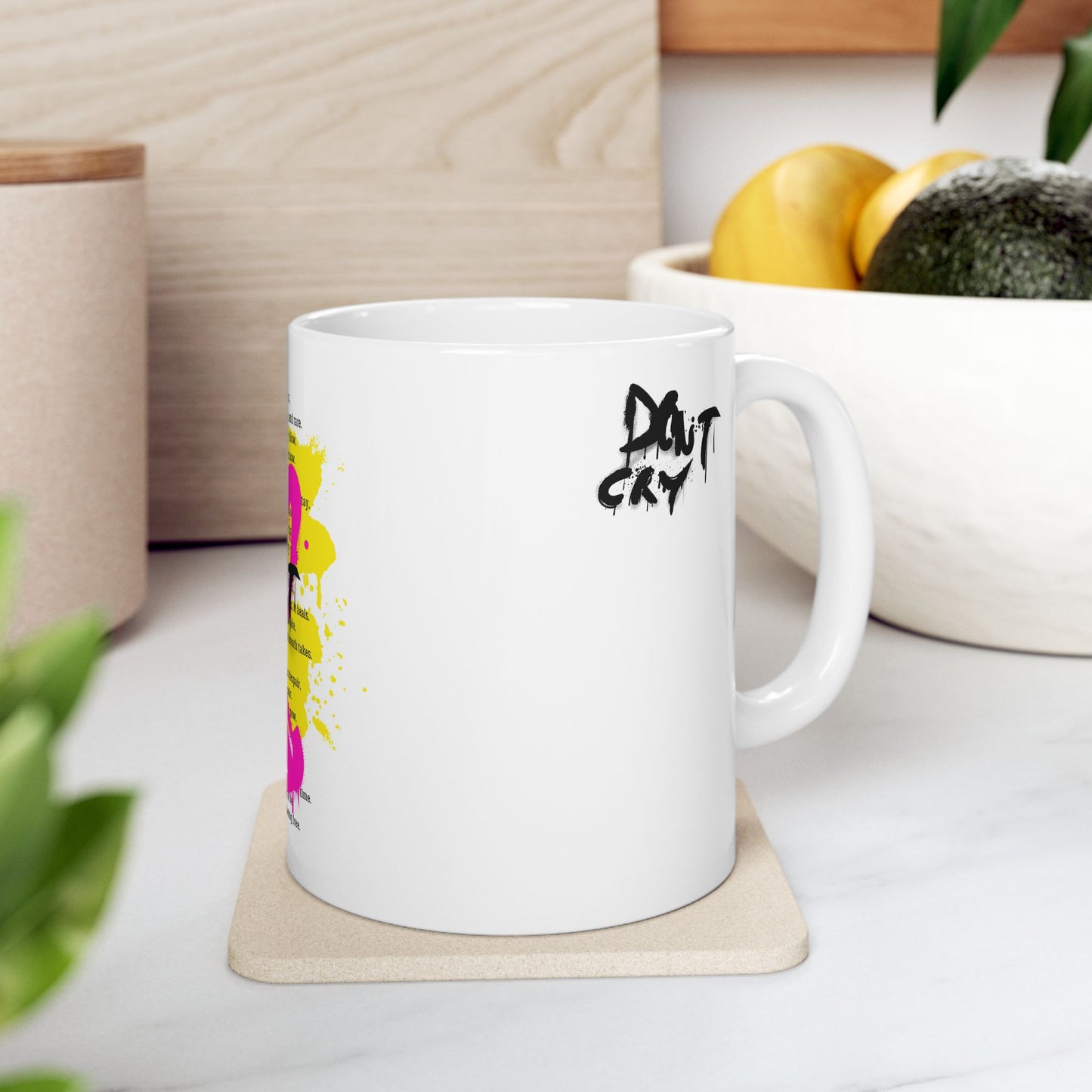 Don't Cry - Motivational Ceramic Mug, Inspirational Poem Quotes Coffee Cup