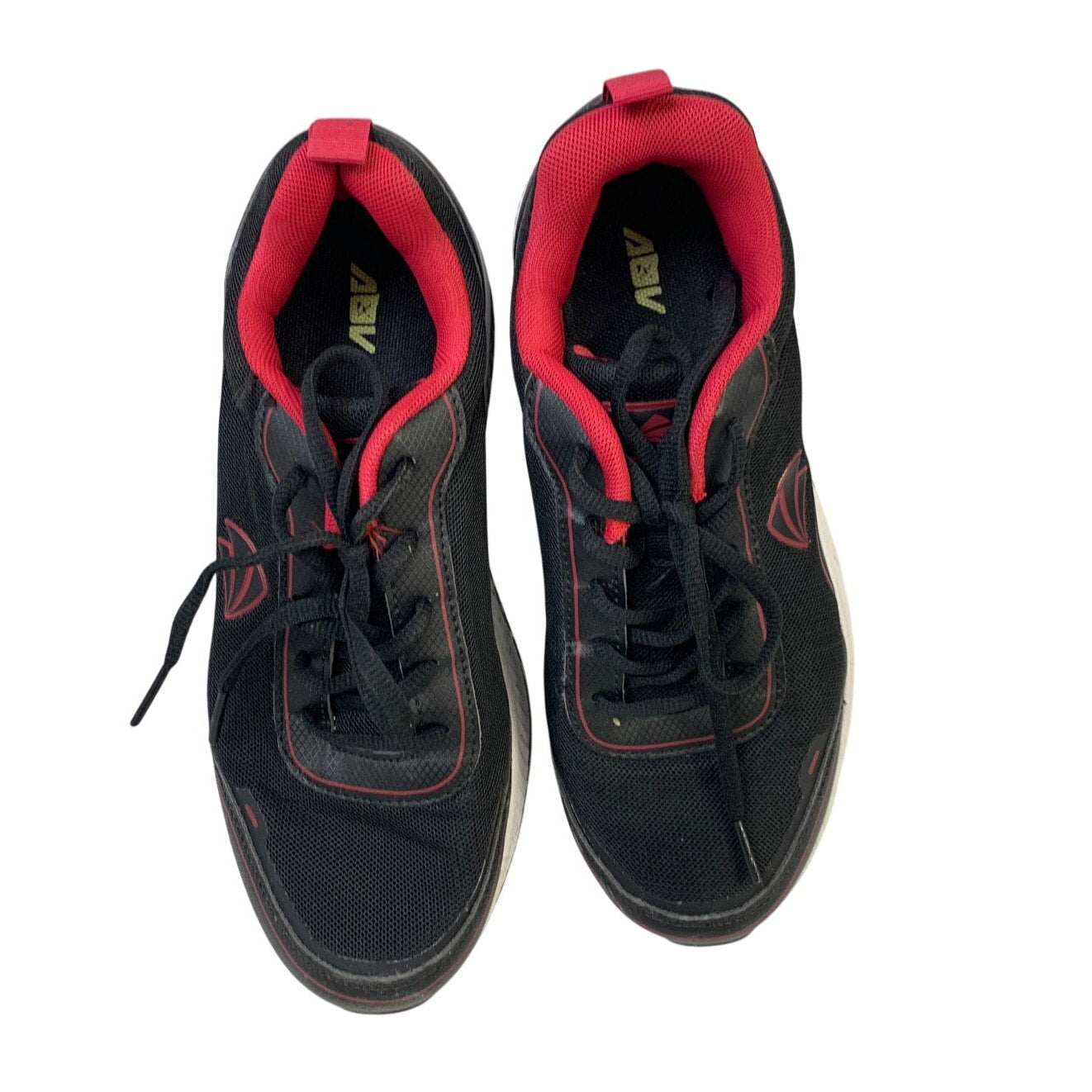 AOV Mens Size 8.5 Red Black Lace Up Low Top Round Toe Tennis Athletic Shoes EUC