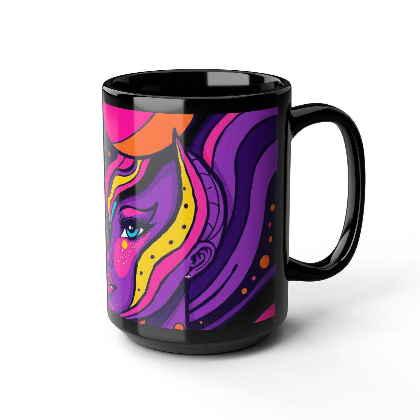 Cosmic Woman of the Night Bold Artistic Black Mug with Colorful Woman Illustration, Gift for Coffee Lovers, Perfect for Birthdays or Celebrations, Unique [...]