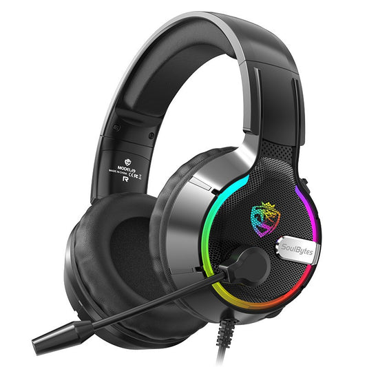 Kopgemonteerde spelheadset Soulbytes S19 bedrade RGB-rekenaarheadset anker-spelheadset