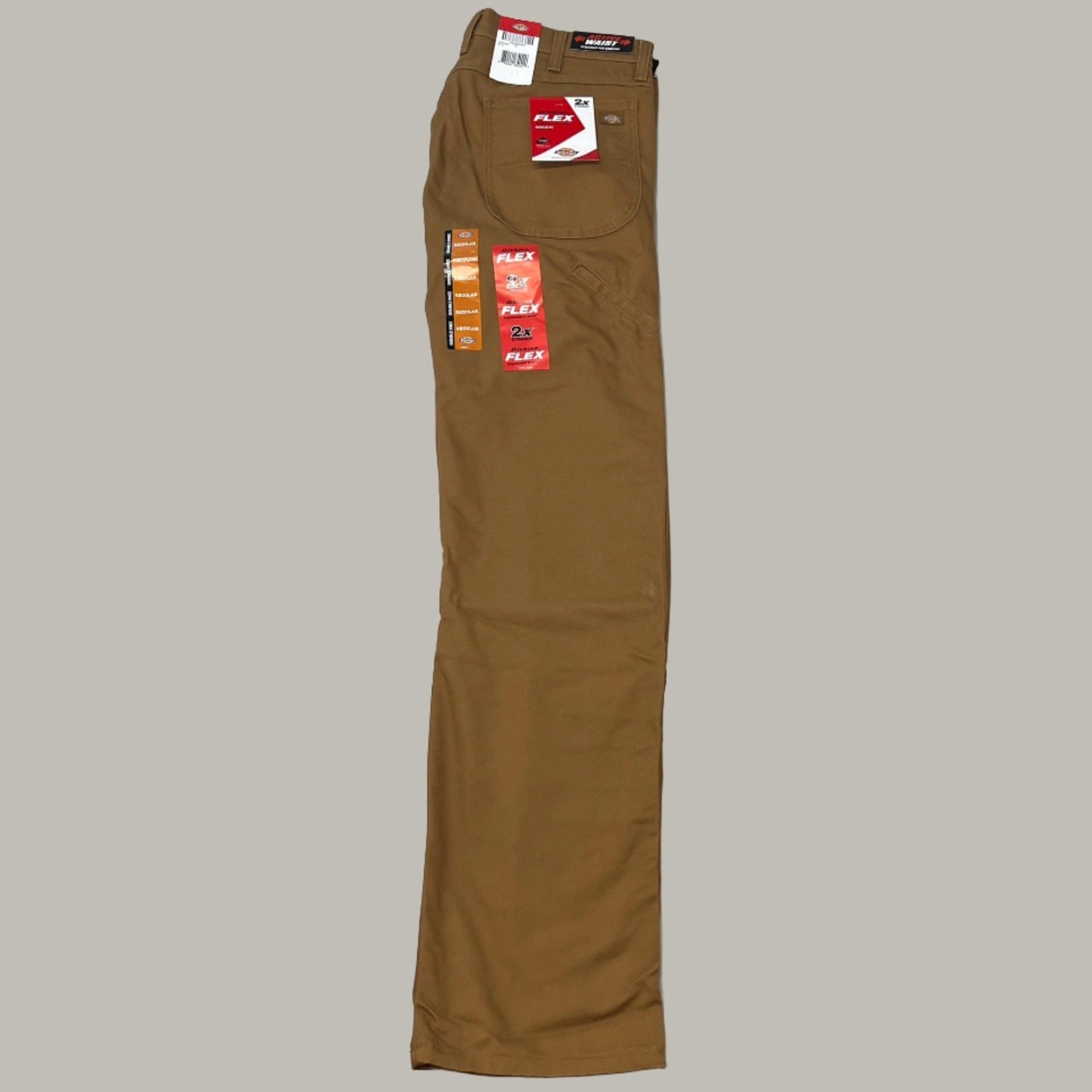 DICKIES Flex Regular Fit Double Knee Pant Men's Sz 42X30 Stonewashed Brown Duck