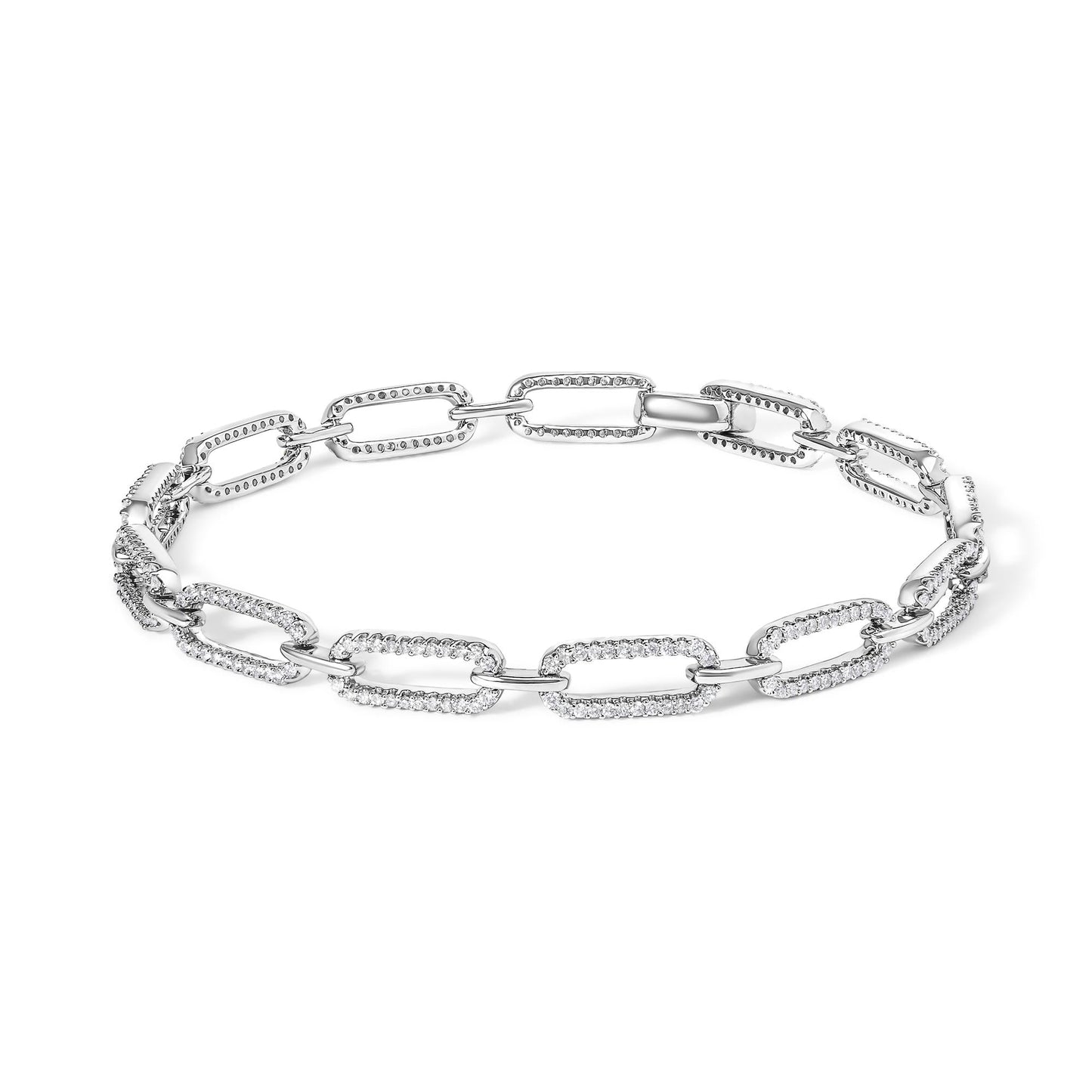 14K White Gold 1.00 Cttw Paperclip Link Bracelet-0