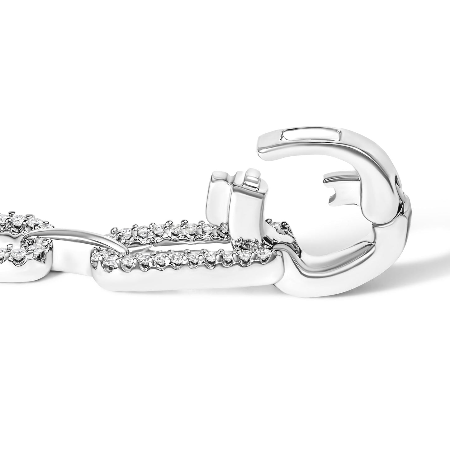 14K White Gold 1.00 Cttw Paperclip Link Bracelet-1