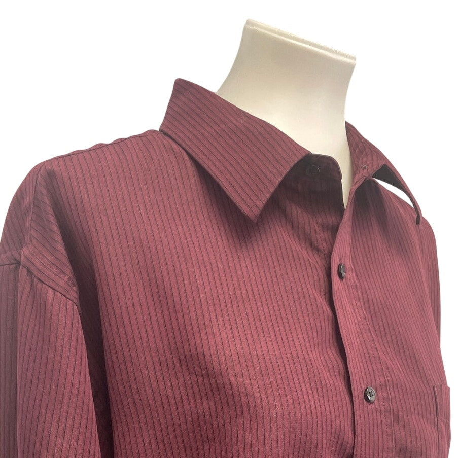 Croft & Borrow Mens XL 100% Polyester Long Sleeve Pin Striped Button Up Shirt