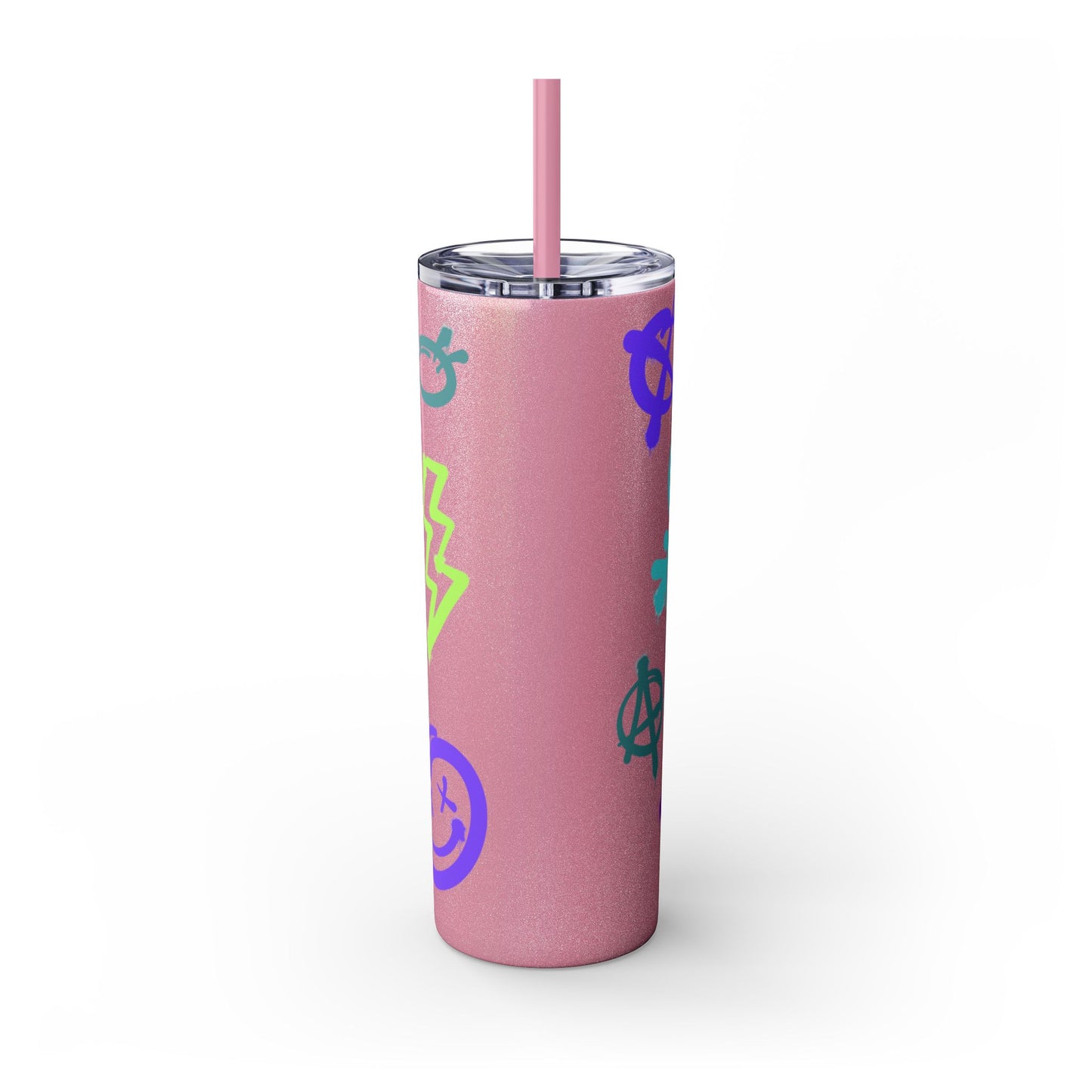 Trendy Skinny Tumbler with Straw, 20oz | Unique Graffiti Style Drinkware for Teens, Gifts, Parties, and Everyday Use