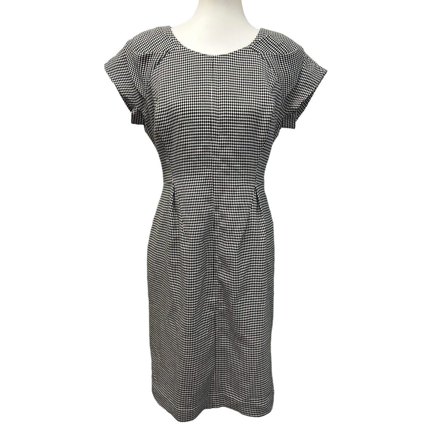 Worthington Womens Size 8 Short Sleeve Gingham Check Mod Midi Career Dress