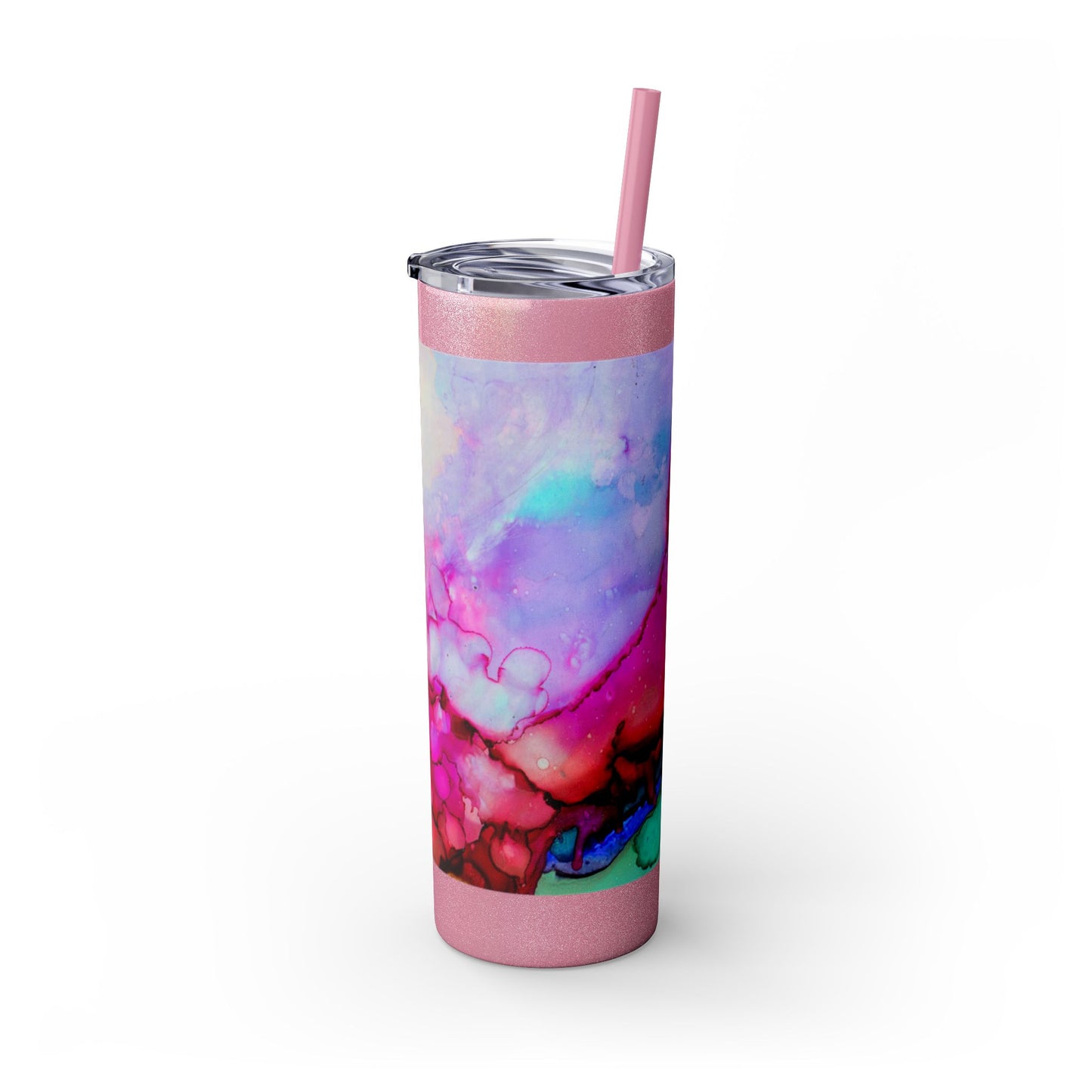 Beautiful Watercolor Splatter Skinny Tumbler with Straw - 20oz, Vibrant Colorful Drinkware for Every Occasion, Perfect Gift for Friends, Reusable Travel Mug, Water [...]