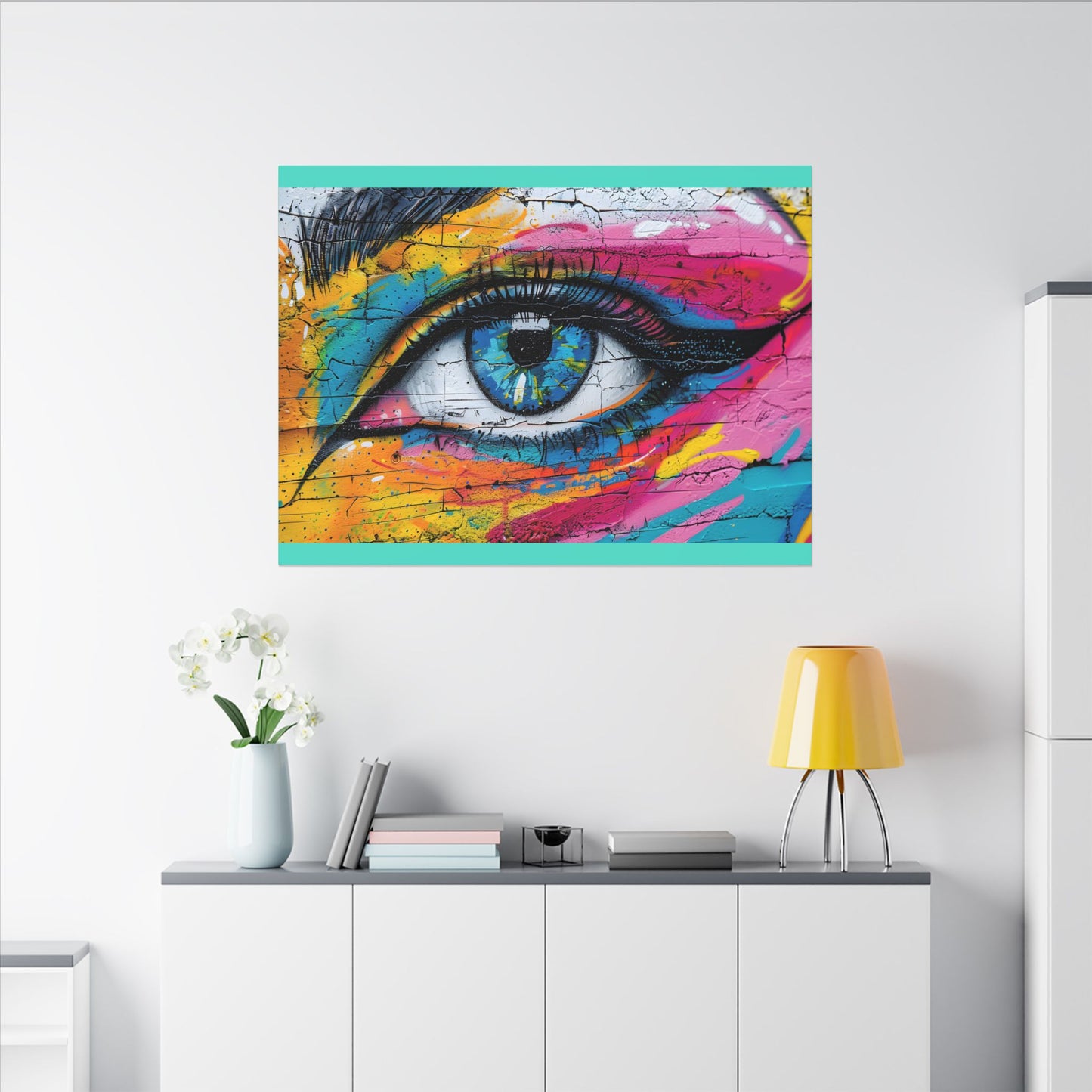 Colorful Eye Street Art Matte Canvas Print