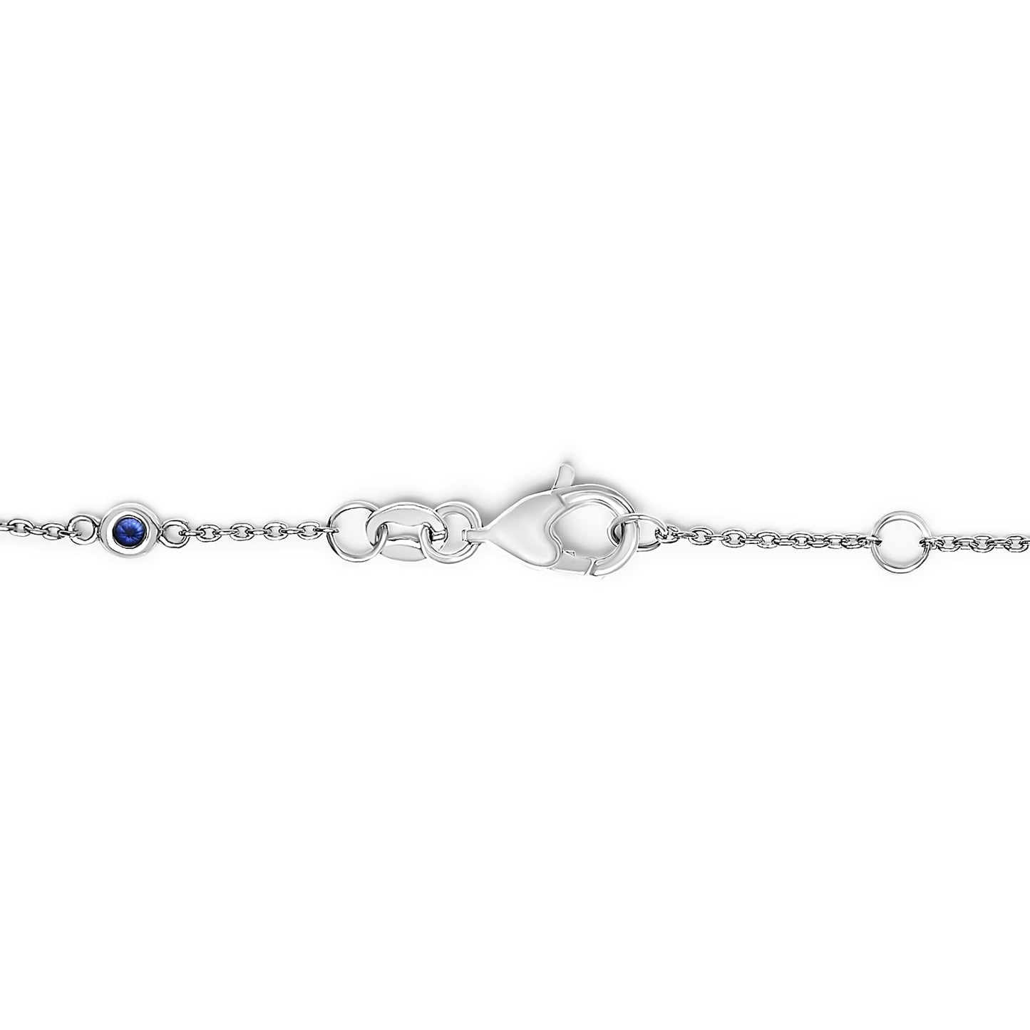 14K White Gold Alternating Blue Sapphire and White Diamond Bezel Station Chain Bracelet (I-J Color, SI2-I1 Clarity) - 8" Inches-1