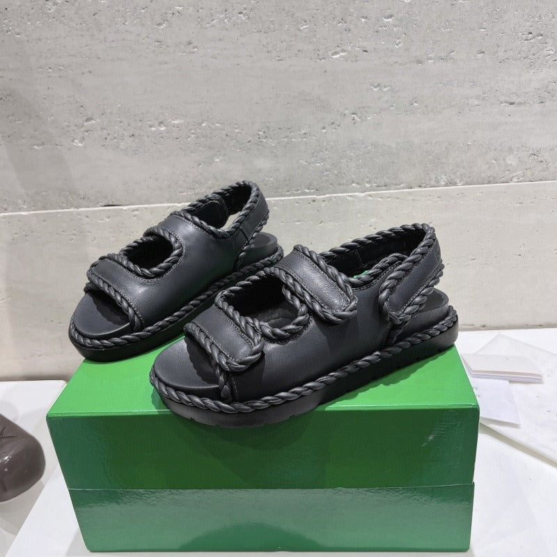 Velcro flat sandals women's thick soled versatile casual beach shoes
