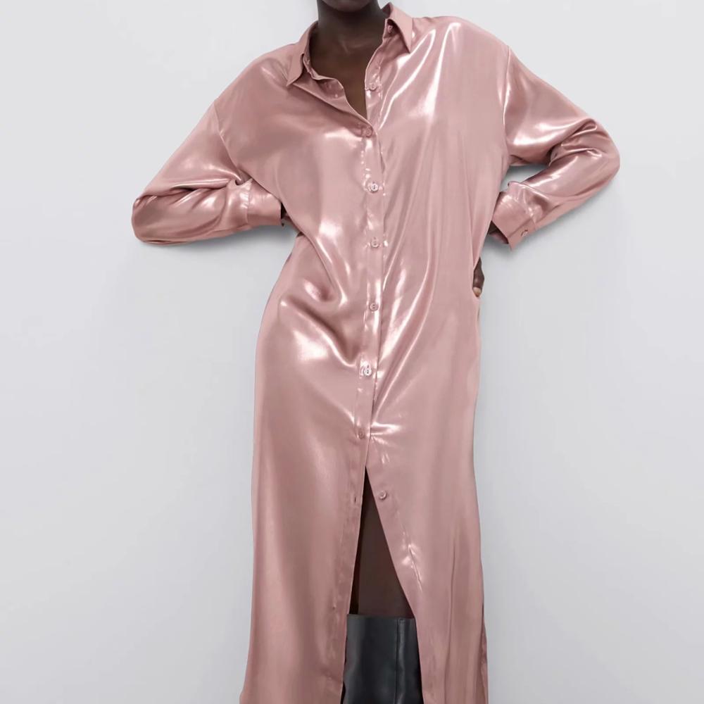 Metallic shirt dress