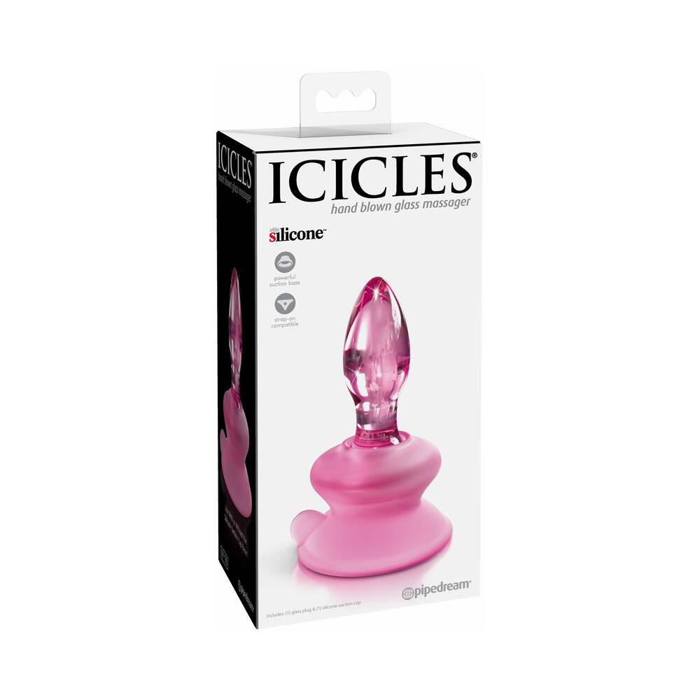 Icicles No. 90 Glass Anal Plug With Suction Cup Pink-0