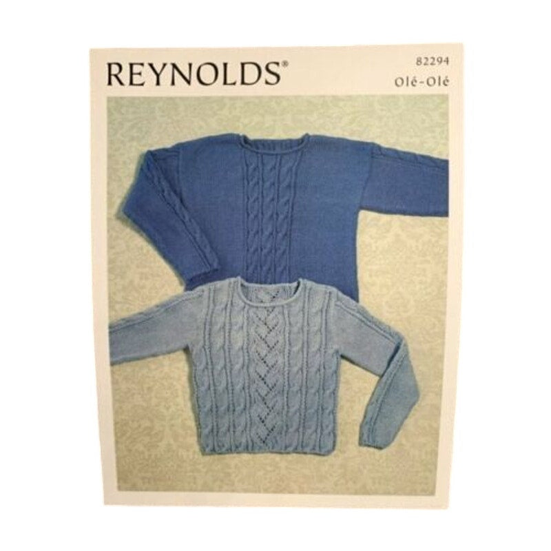 New Reynolds Yarns Ole-Ole 82294 Cable & Lace Pullover Knitting Pattern New