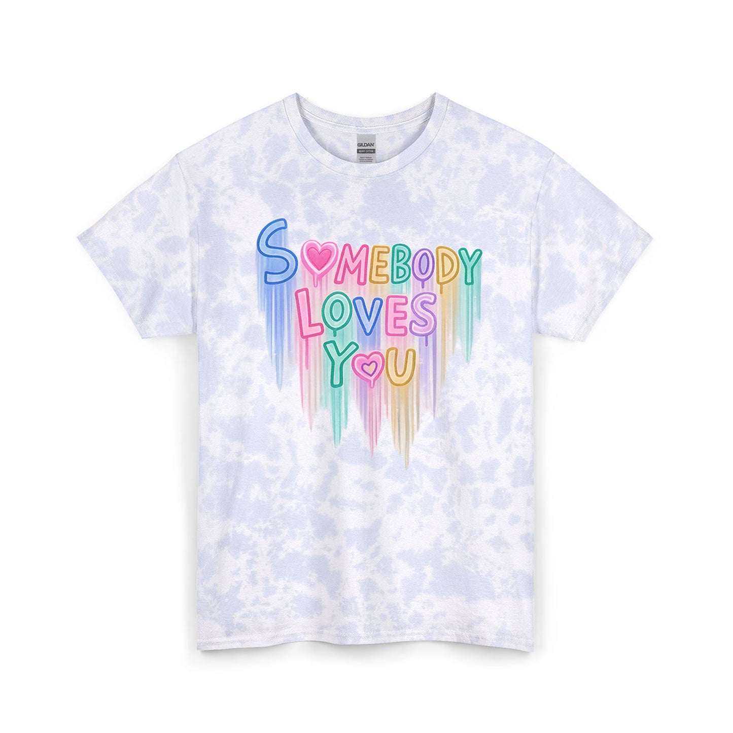 Tie Dye Tee — "Somebody Loves You" Pastel Heart Graphic