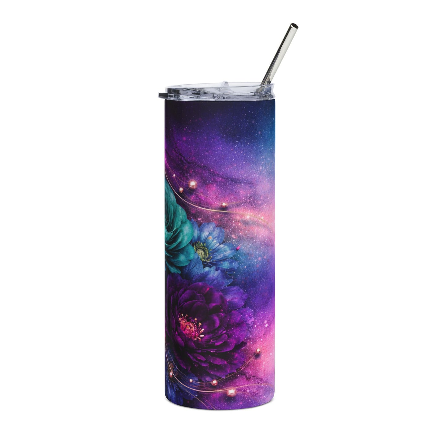Teal Rose Galaxy Floral Stainless Steel Tumbler | 20oz