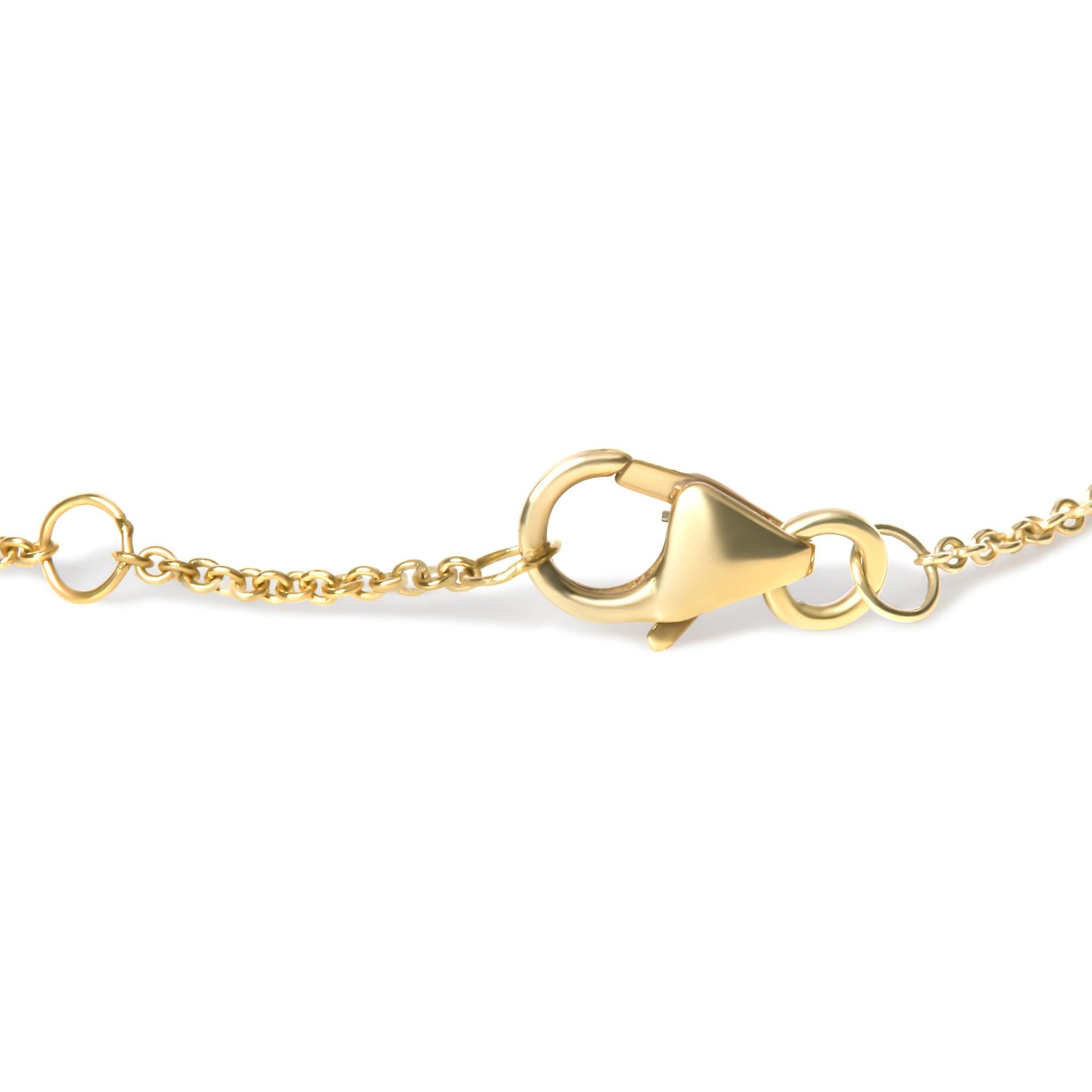 10K Yellow Gold Blue Sapphire and Diamond Accent Evil Eye Station Link Bracelet  (H-I Color, I1-I2 Clarity) - Size 7"-3