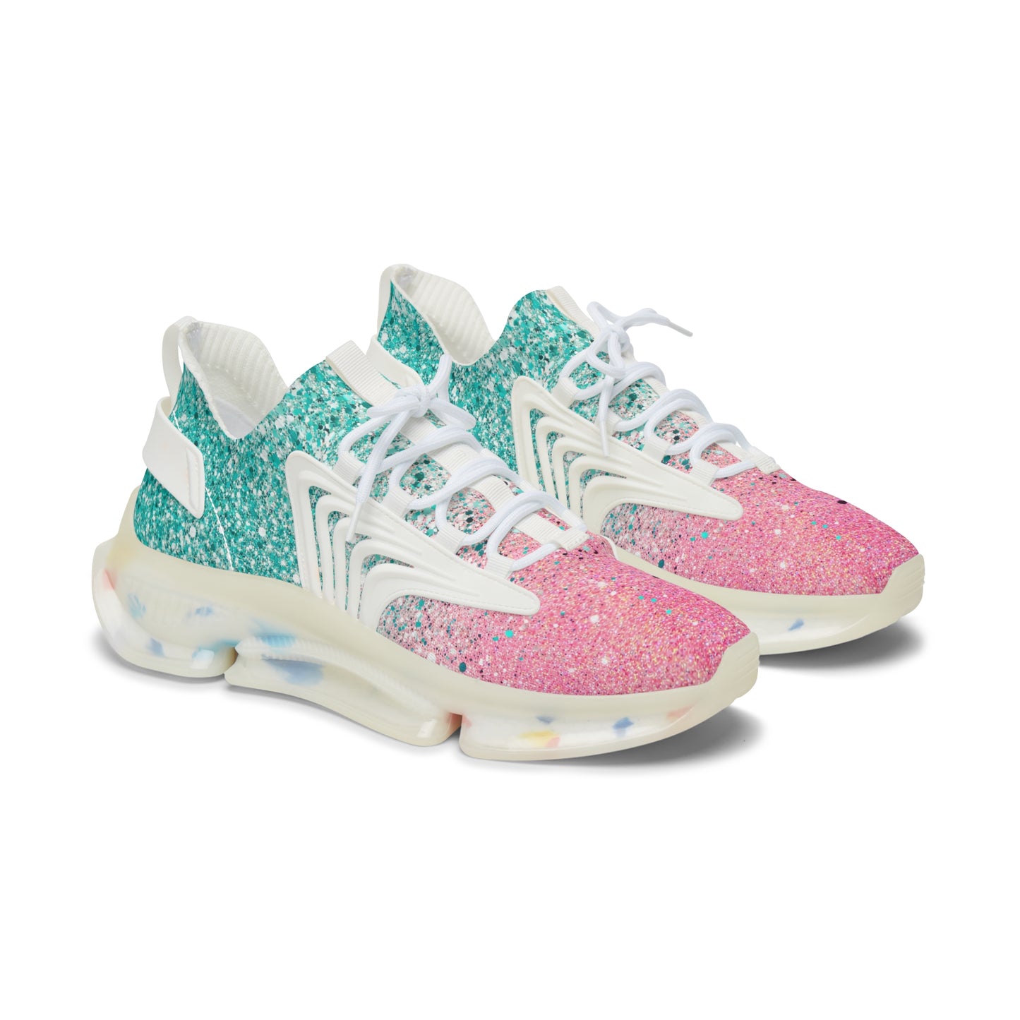 Women's Pink Speckled Mesh Sneakers — Lightweight Casual Running Shoes