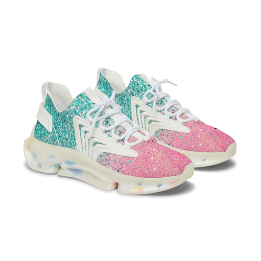 Women's Pink Speckled Mesh Sneakers — Lightweight Casual Running Shoes