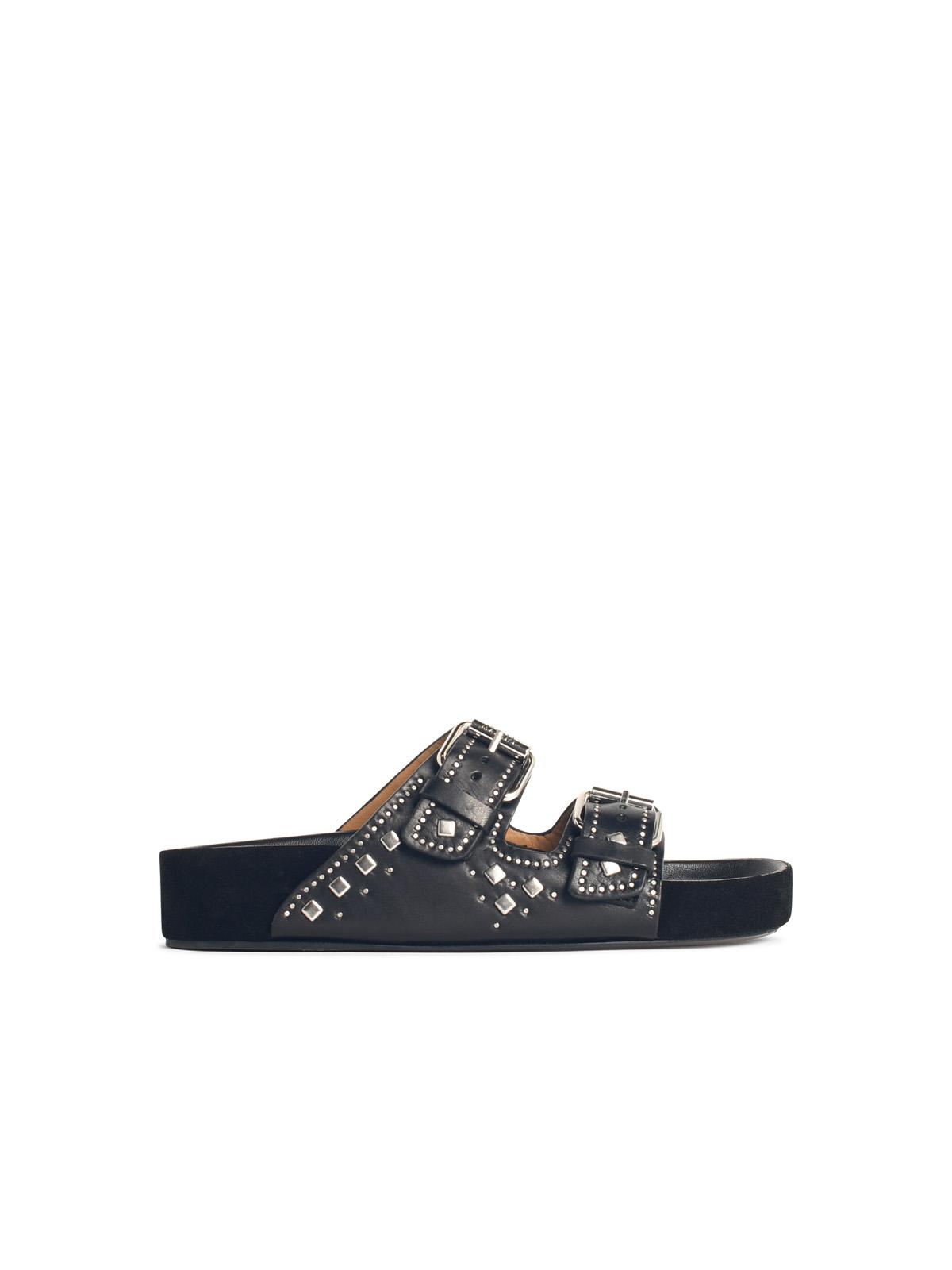 Isabel Marant Etoile 'Lennyo' Black Leather Slippers Women