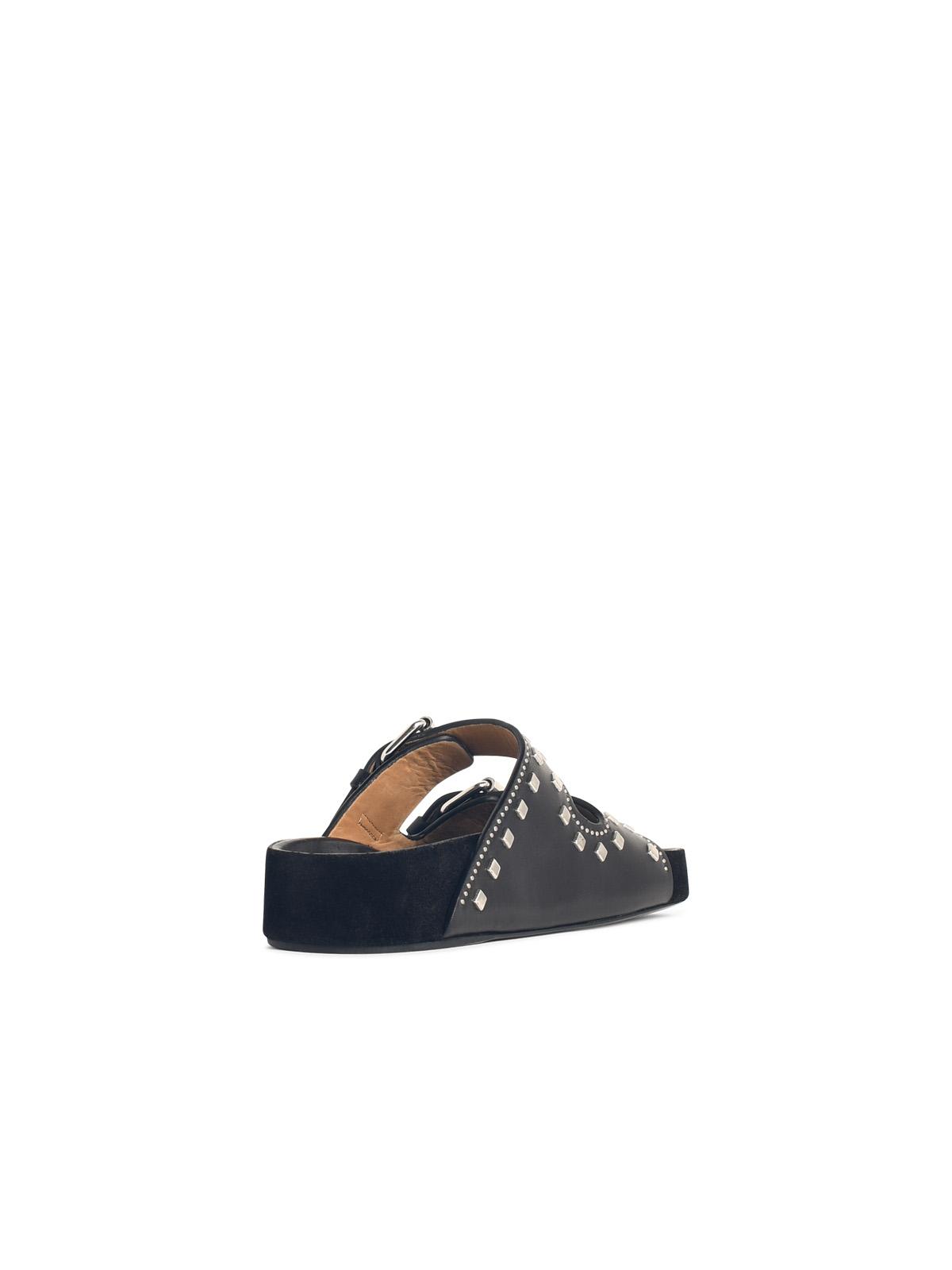 Isabel Marant Etoile 'Lennyo' Black Leather Slippers Women