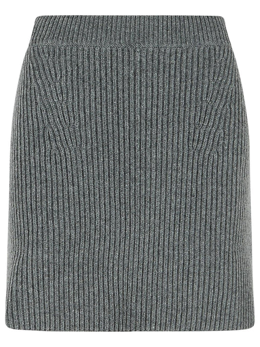 Jil Sander Grey Wool Miniskirt Women