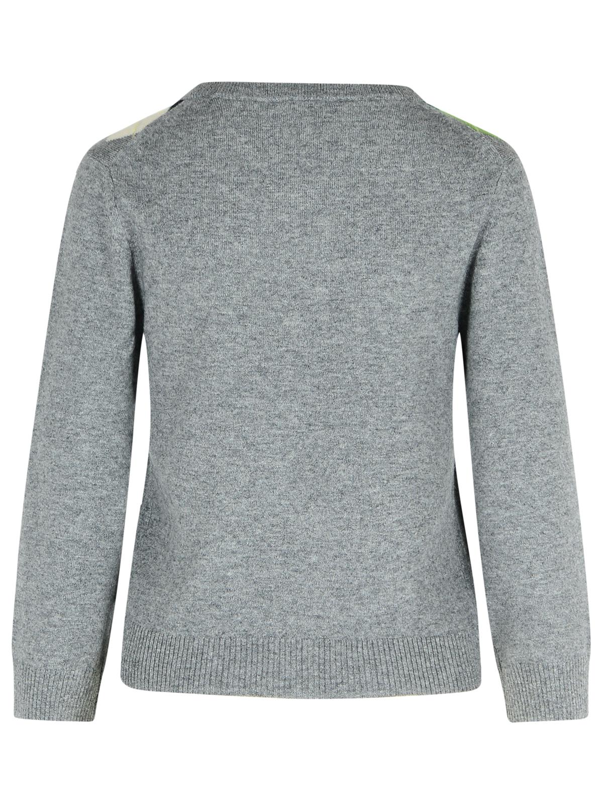 Ganni Grey Checked Cashmere Blend Cardigan Women