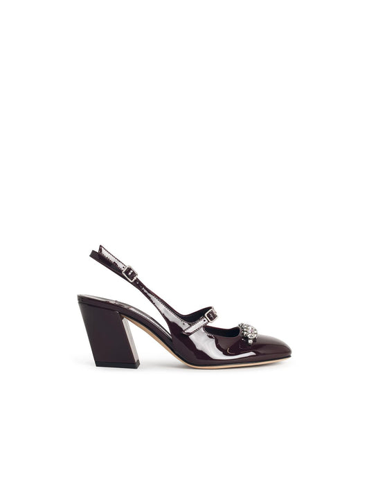 Jimmy Choo 'Belinda' Deep Merlot Leather Slingbacks Women