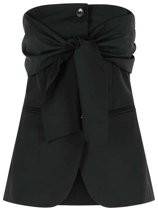 Max Mara 'Veruska' Black Virgin Wool Bustier Top Women