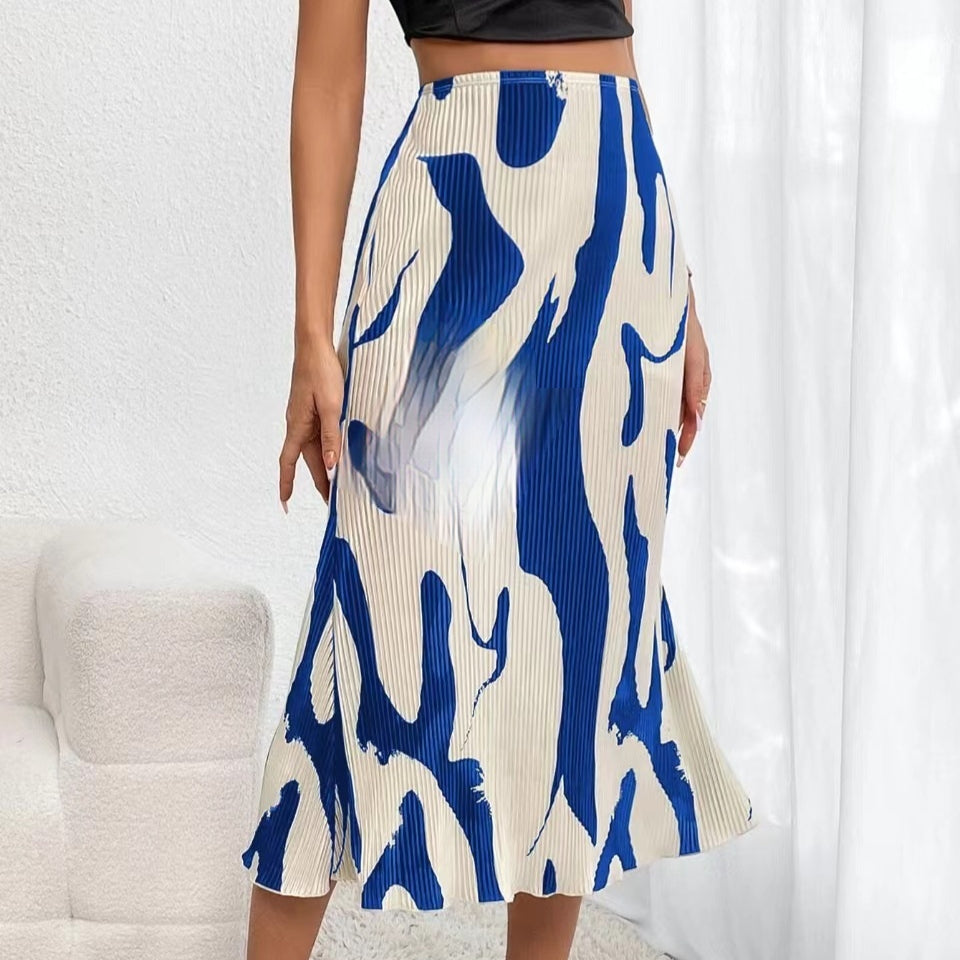 Women’s Tropical Print Pleated Skirt