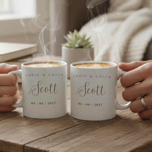 Personalised Surname Wedding Mugs Gift Set-0