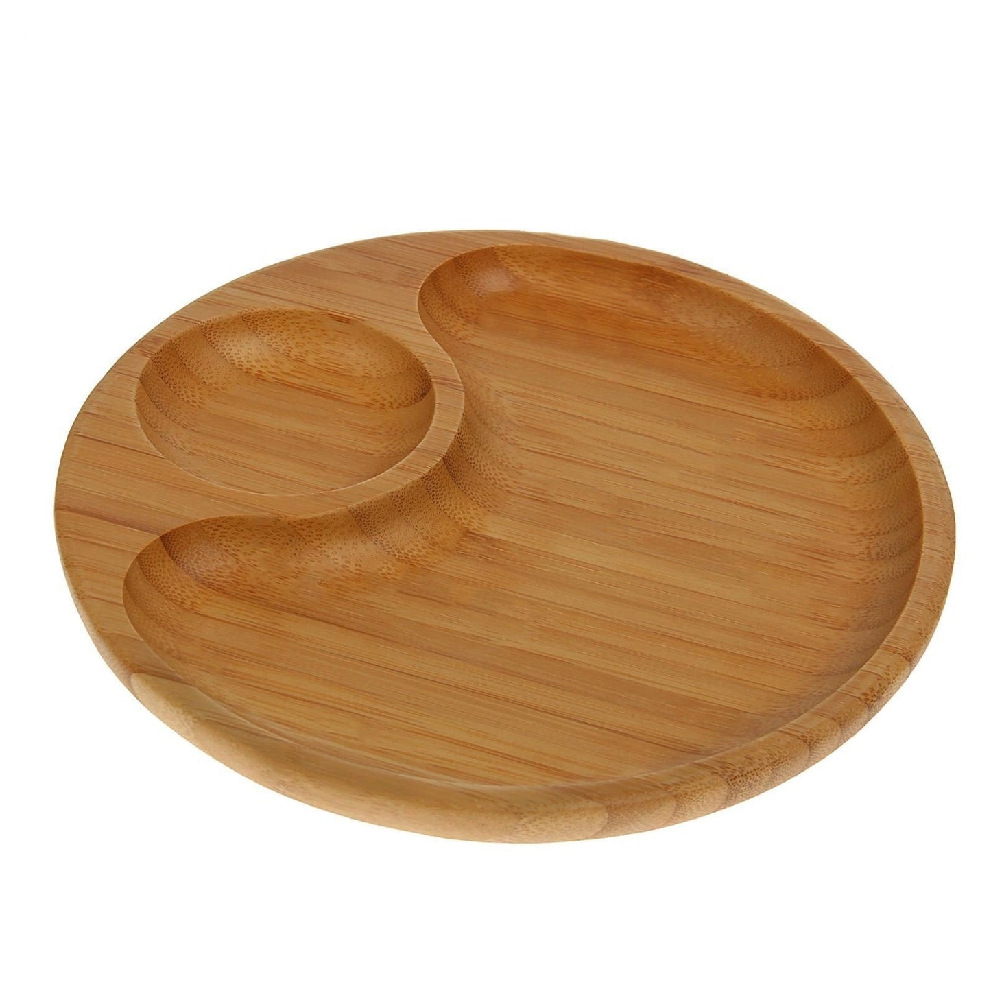 Bamboo Round 2 Section Platter 10" inch | For Appetizers / Barbecue / Burger Sliders-4