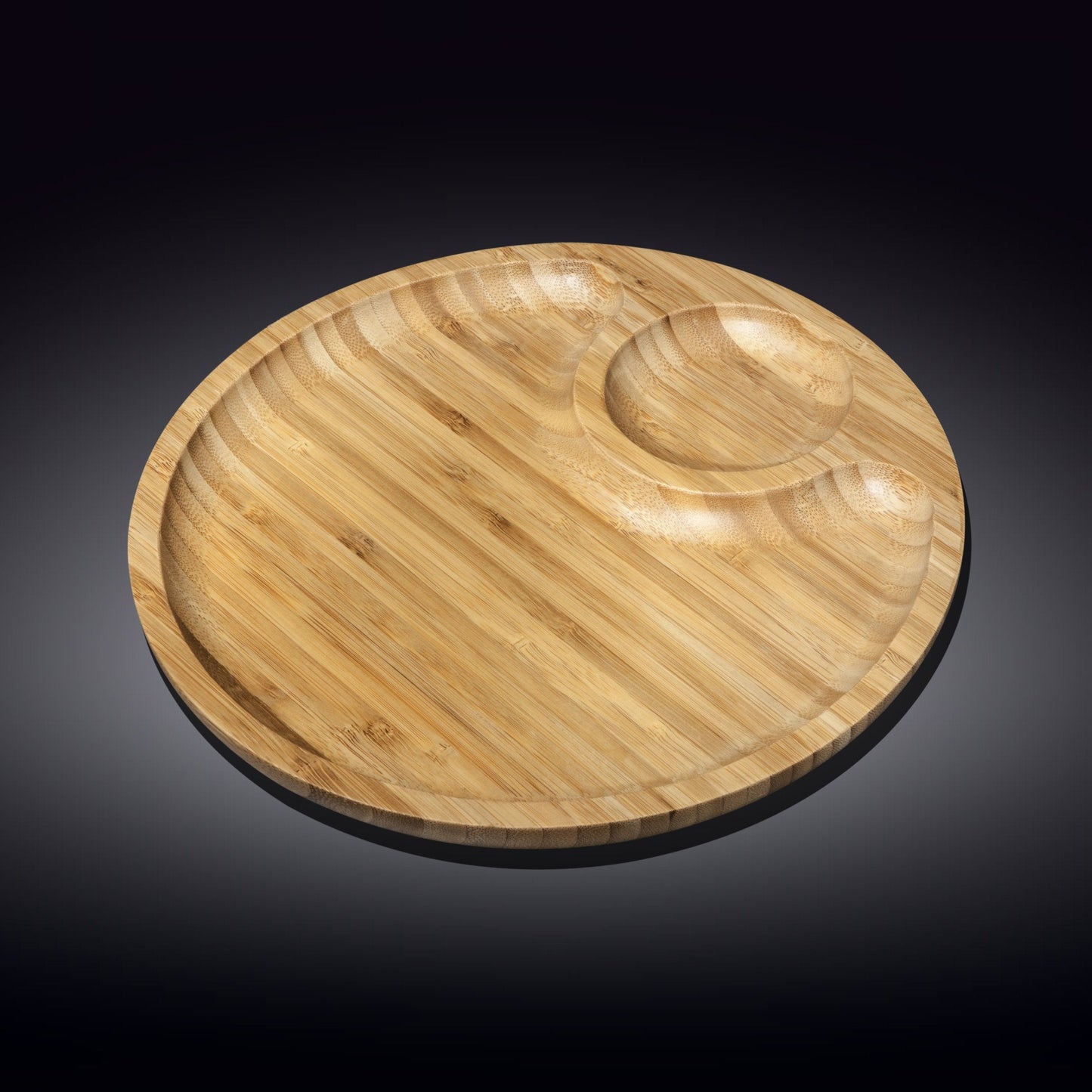 Bamboo Round 2 Section Platter 10" inch | For Appetizers / Barbecue / Burger Sliders-1