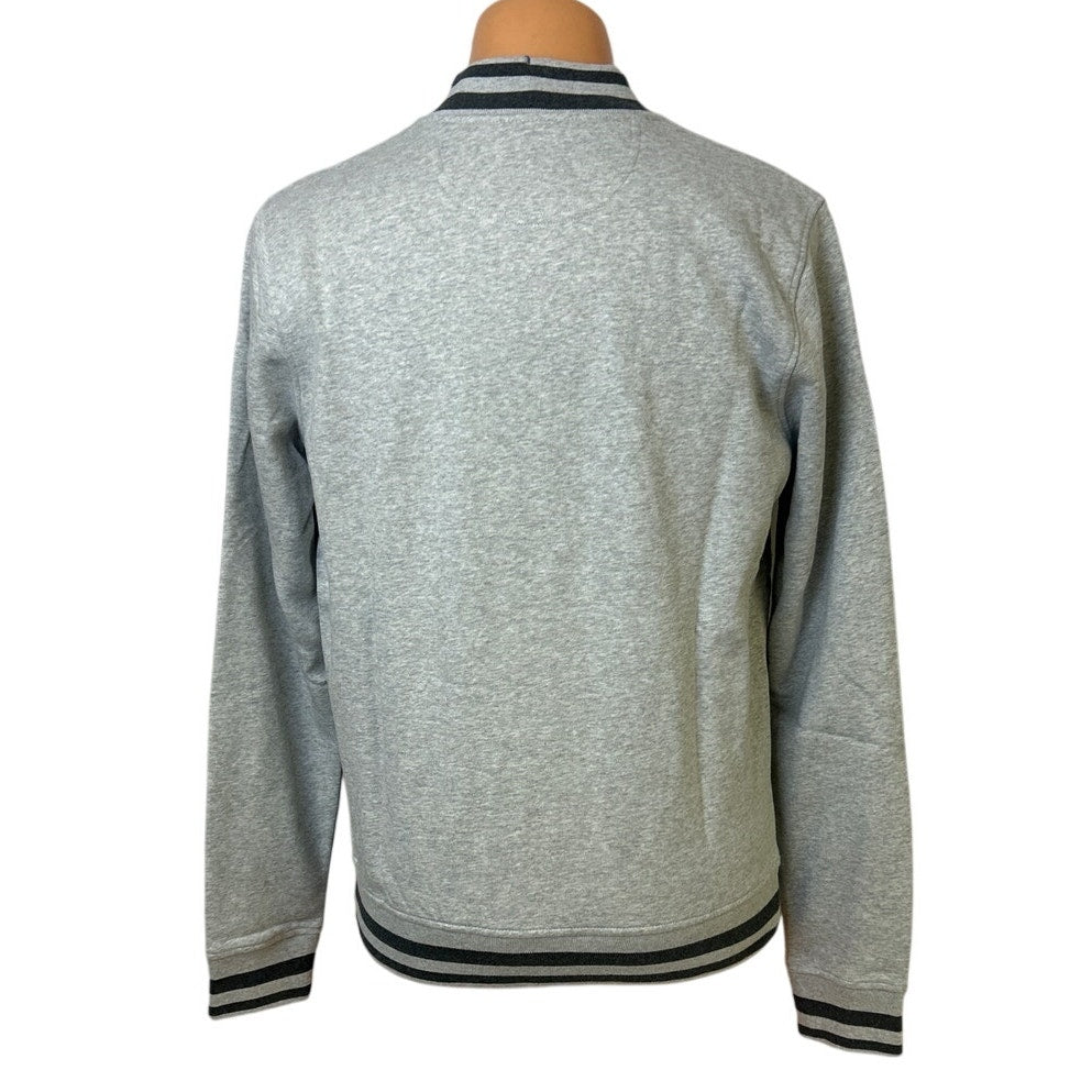 New Champion Mens Small Gray Snap Up Hand Printed Blue Jay Bird Bomber Jacket