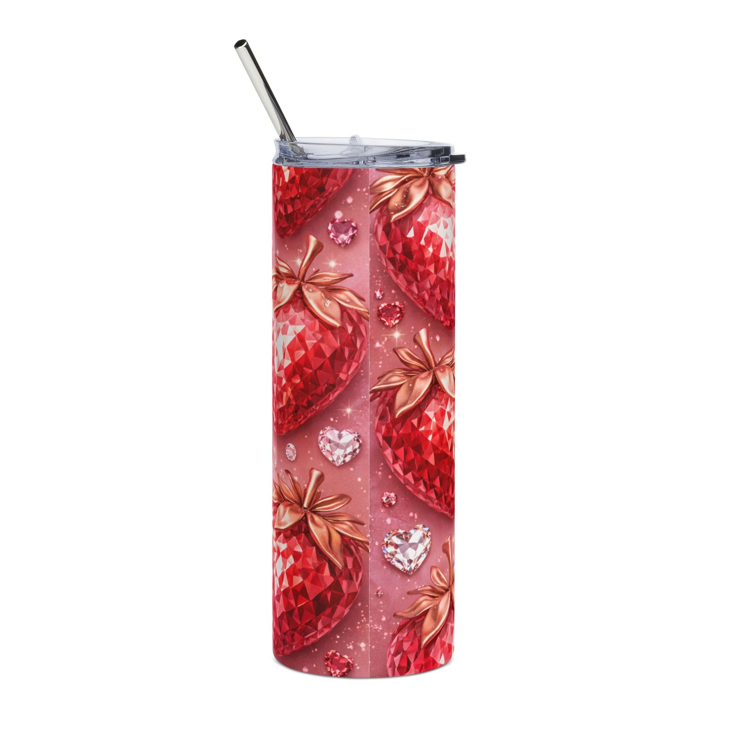 Customized Strawberry Drip Candy Script Tumbler | 20oz Stainless Steel