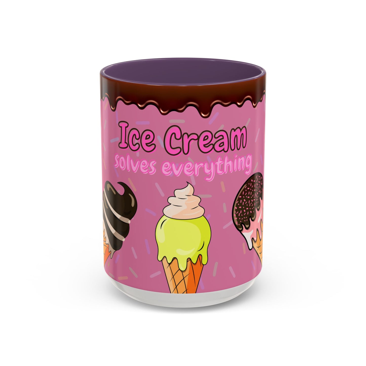 Ice Cream Solves Everything Coffee Mug - Fun Beverage Cup for Ice Cream Lovers, Gift for Holidays, Birthday, Summer