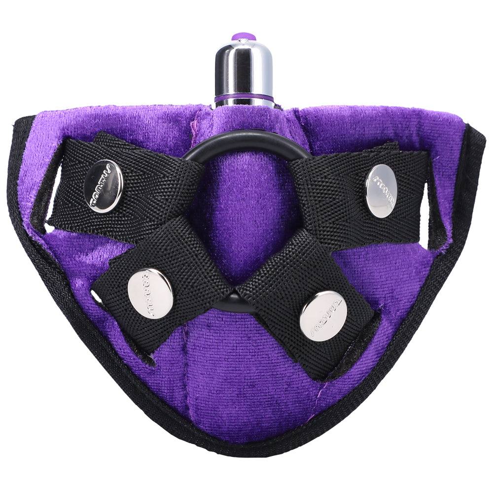 Tantus Velvet Vibrating Strap-On Harness Purple-0