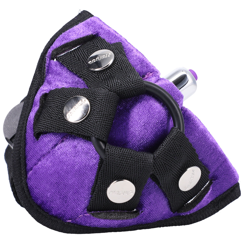 Tantus Velvet Vibrating Strap-On Harness Purple-1