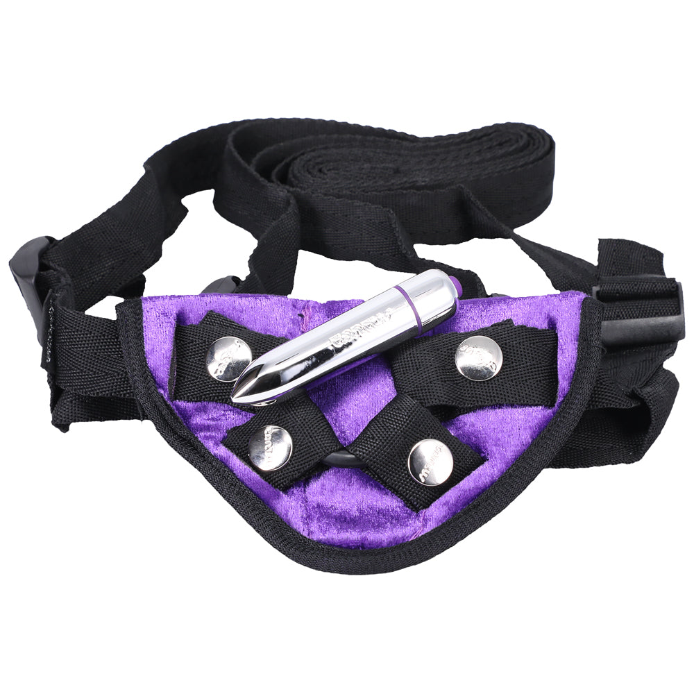 Tantus Velvet Vibrating Strap-On Harness Purple-2