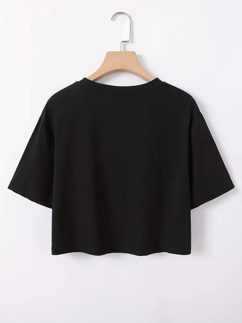 Women's Short Top Christmas Crop Top INS Style Spicy Girl Basic Short Sleeve Round Neck T-Shirt
