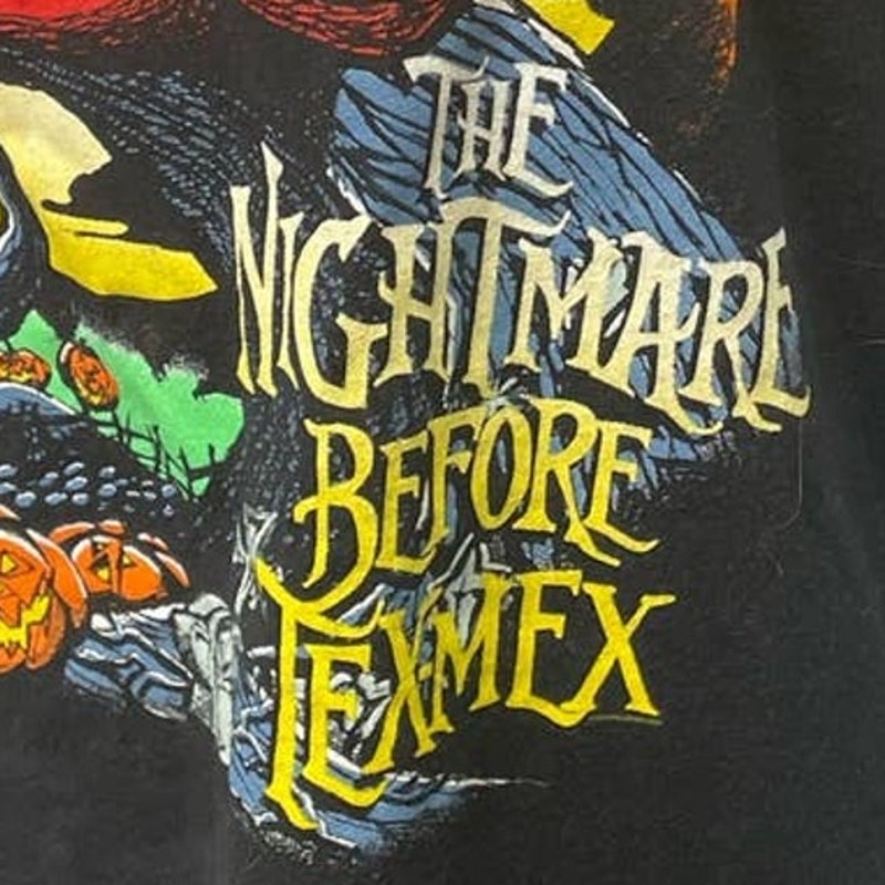 Chuy's Womens Medium The Nightmare Before TexMex Short Sleeve Crew Neck Tee